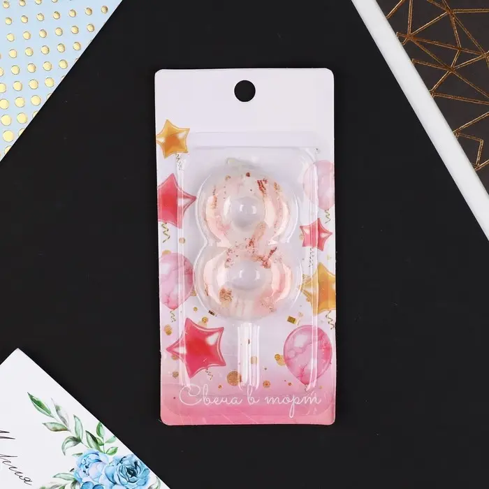 Свеча для торта, цифра «8», 5,5 х 8 см