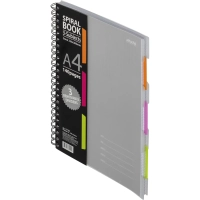 Бизнес-тетрадь 140л,кл,А4,SPIRAL BOOK Серый,евроспир,обл.пласт,раздел.84103