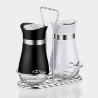 Набор для специй "Сияние.Black/White", 2 шт, на подставке Набор для специй "Сияние.Black/White", 2 шт, на подставке