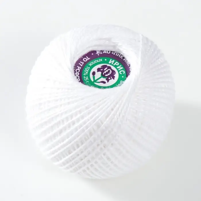 Пряжа для вязания спицами, крючком &laquo;ПНК Кирова. Ирис&raquo;, 150 м/25 г, 100% мерсеризованный хлопок, цвет 0101