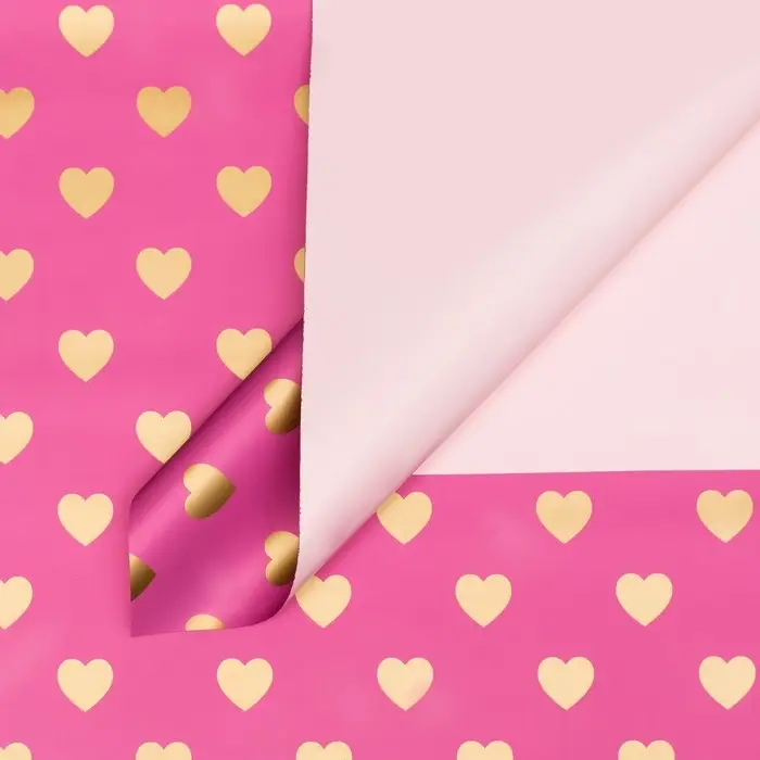 Пленка матовая «Золотые сердца», фиолетовый, 57×57 см ±5% см Пленка матовая «Золотые сердца», фиолетовый, 57×57 см ±5% см