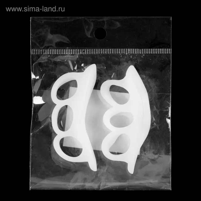 Корректоры - разделители для пальцев ног, 2 разделителя, силиконовые, 7&times;2 см, пара, белые