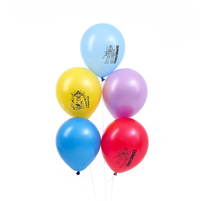 Шар латексный 12" «Трансформеры» монохромный принт, набор 5 шт.