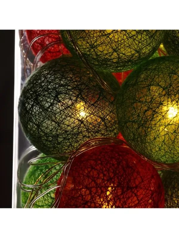 Гирлянда &laquo;Нить&raquo; 5 м с насадками &laquo;Клубки летние&raquo;, IP20, прозрачная нить, 20 LED, свечение тёплое белое, 220 В