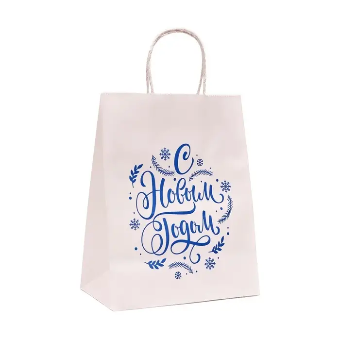 Пакет бумажный подарочный новогодний, «С Новым Годом!», 22×12×28 см