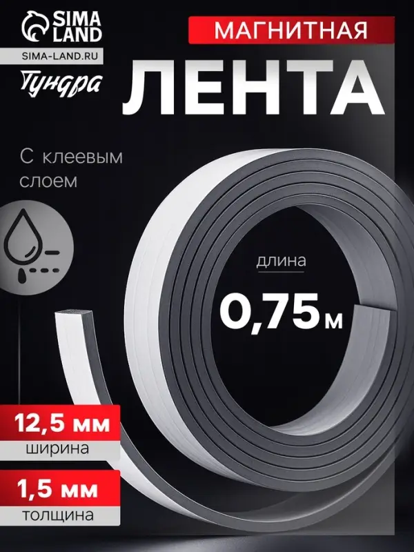 Магнитная лента ТУНДРА, с клеевым слоем, 12.5×1.5 мм, длина 0.75 м Магнитная лента ТУНДРА, с клеевым слоем, 12.5×1.5 мм, длина 0.75 м