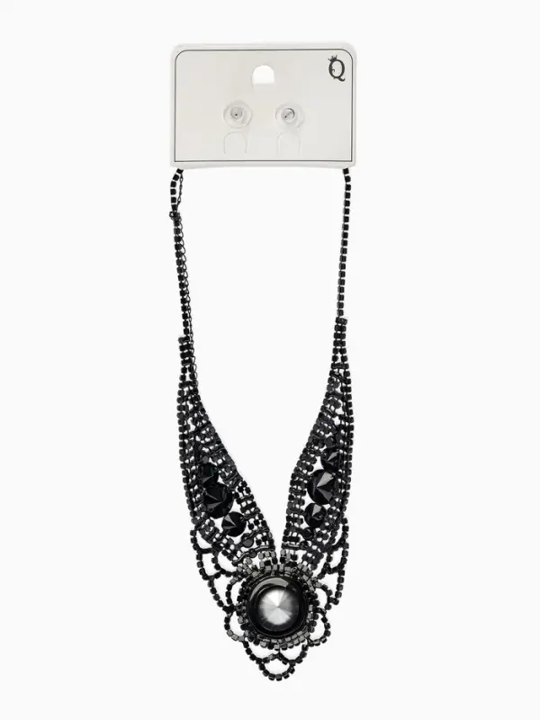 Набор 2 предмета: серьги, колье &laquo;Вернисаж&raquo;, круг ажурный, чёрный, 35 см