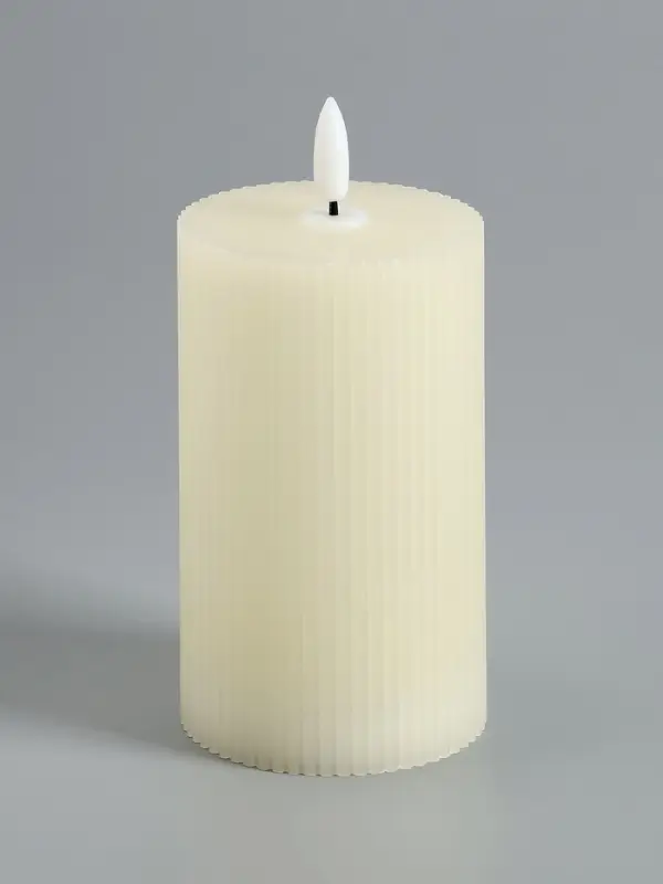 Светодиодная свеча восковая "Белая рифленая", 15x7 см, АААx3 (не в компл.), Т/БЕЛЫЙ