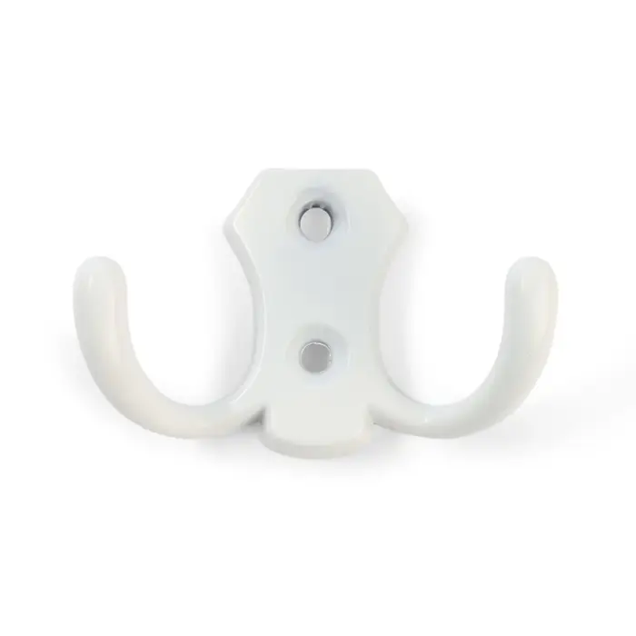 Крючок мебельный ТУНДРА TKD007, двухрожковый, цвет белый Крючок мебельный ТУНДРА TKD007, двухрожковый, цвет белый