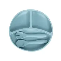 Посуда детская силиконовая, 7 предметов, голубой, Крошка Я