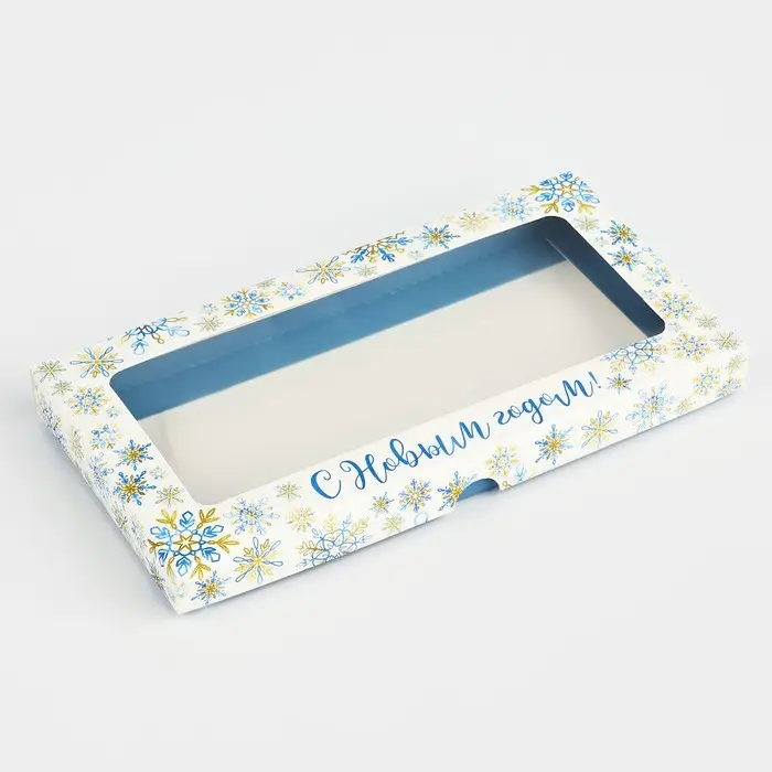 Коробка для шоколада «Снежинки», с окном, 9.4 х 1.7 х 18.4 см Коробка для шоколада «Снежинки», с окном, 9.4 х 1.7 х 18.4 см