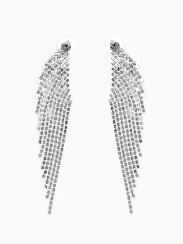 Серьги висячие со стразами &laquo;Вечное сияние&raquo;, крылья, белые в серебре