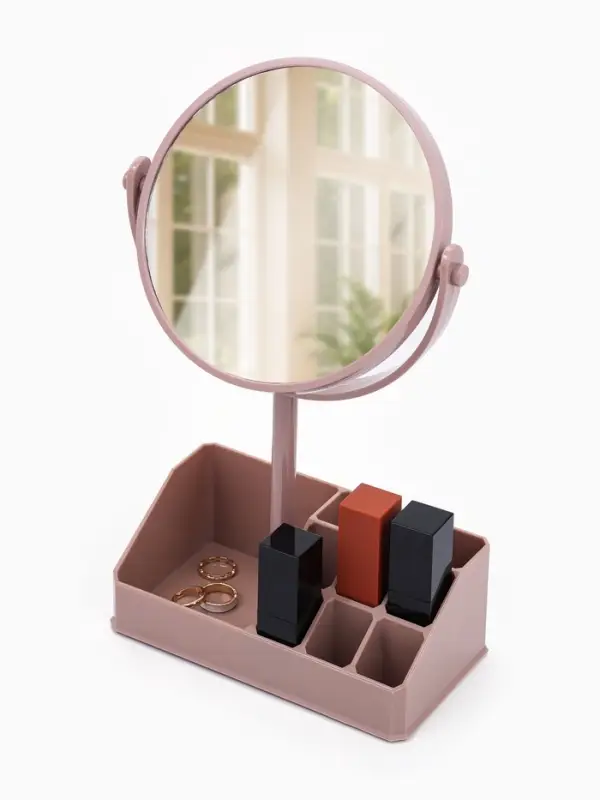 Зеркало с подставкой, с увеличением х2, двустороннее, 16.5&times;29 см, (d=14.2 см), МИКС