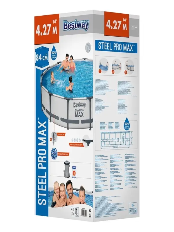 Бассейн каркасный Bestway Steel Pro MAX 56595, 427&times;84 см, фильтр-насос, круглый