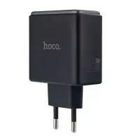 Сетевое зарядное устройство с кабелем Type-C на Type-C на 2 PD65W + USB QC3.0 C160A  HOCO черное