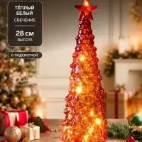 Светодиодная фигура &laquo;Ёлка красная&raquo;, 28&times;12 см, 10 LED, от батареек АААх2, свечение тёплое белое
