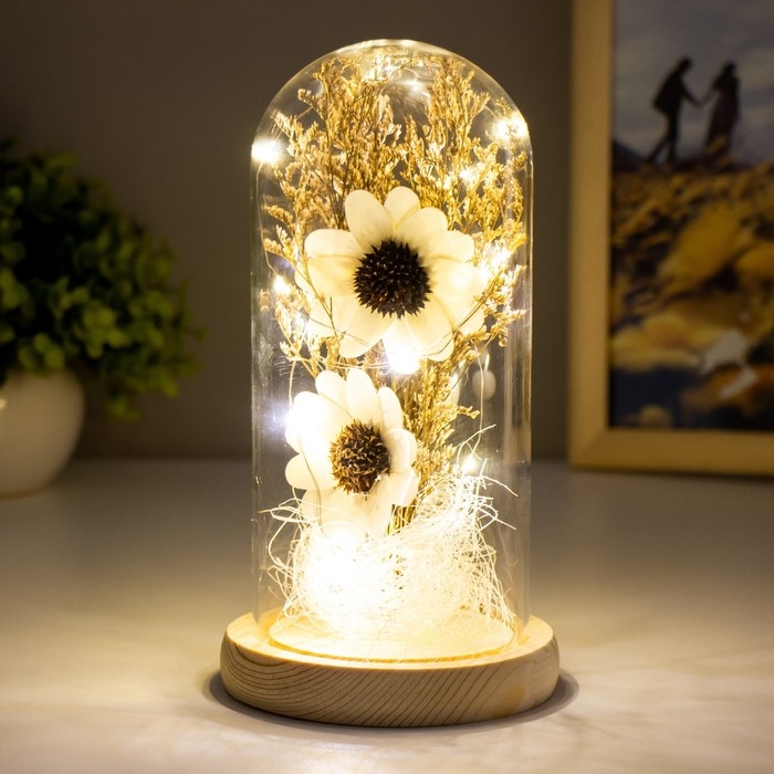 Ночник колба Ночник колба "Цветы" LED от батареек 3хААА 11х11х20 см RISALUX