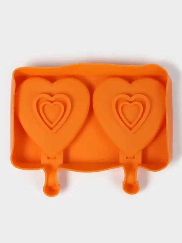 Форма для мороженого &laquo;Сердечко&raquo;, силикон, 19.5&times;14&times;2.5 см, 2 ячейки (8.4&times;9 см), МИКС