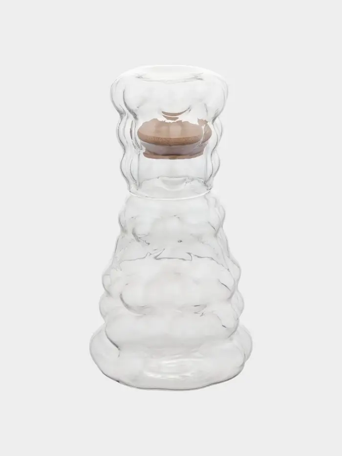 Графин с бамбуковой крышкой и стаканом "Рельеф", 1000/350 мл,13х13х24 см Графин с бамбуковой крышкой и стаканом "Рельеф", 1000/350 мл,13х13х24 см