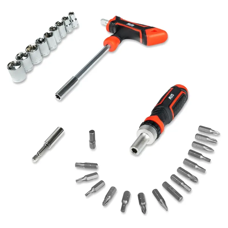 Отвертка реверсивная с насадками (28 предметов) AVS ORS28