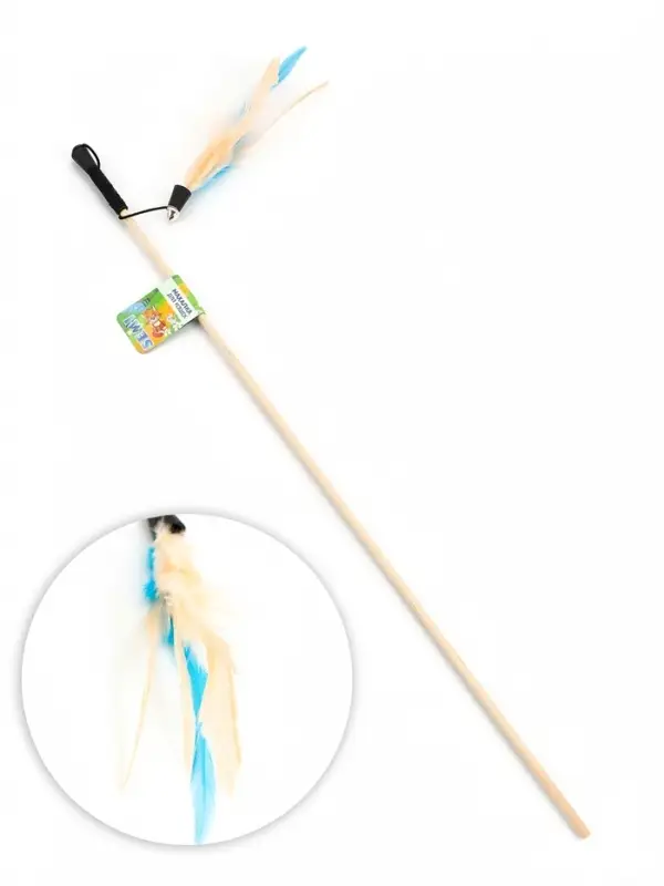 Дразнилка - удочка &laquo;Веселые перья&raquo;, на деревянной палочке, с бубенчиком