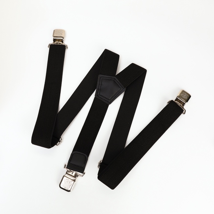 Подтяжки взрослые, ширина 3,8 см, цвет чёрный Подтяжки взрослые, ширина 3,8 см, цвет чёрный