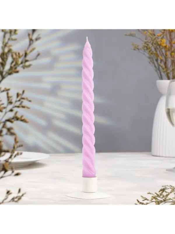 Набор свечей витых, 2.3&times;24.5 см, 5 ч, 50 г, 4 шт., сиреневый, в подарочной коробке