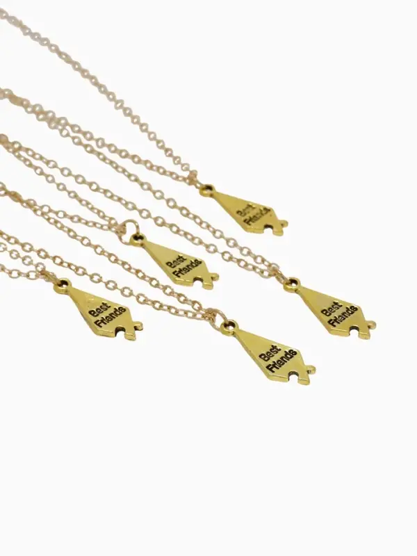 Кулоны парные на цепочке &laquo;Неразлучники. 5 пазлов&raquo;, L=45 см, набор 2 шт. цвет золото