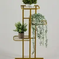 Подставка для цветов Greengo, 4 полки, 43&times;22&times;82 см, напольная, металл, цвет золотой