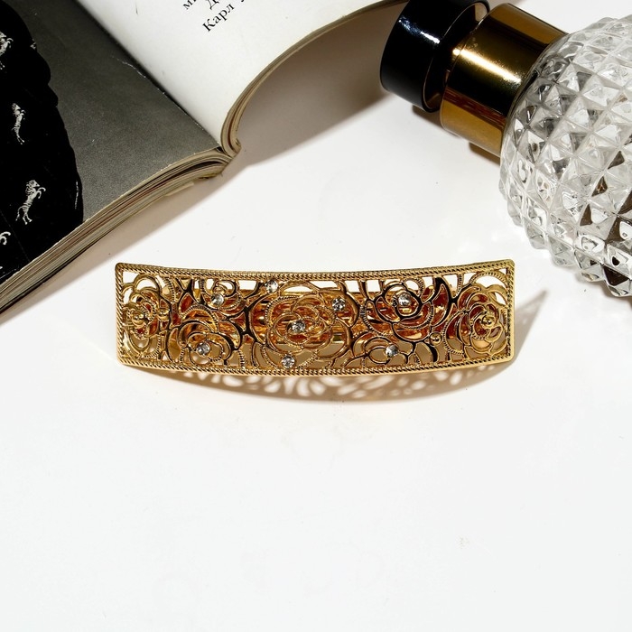 Заколка-автомат для волос Заколка-автомат для волос "Либерти" розы, 8,3 см, золото