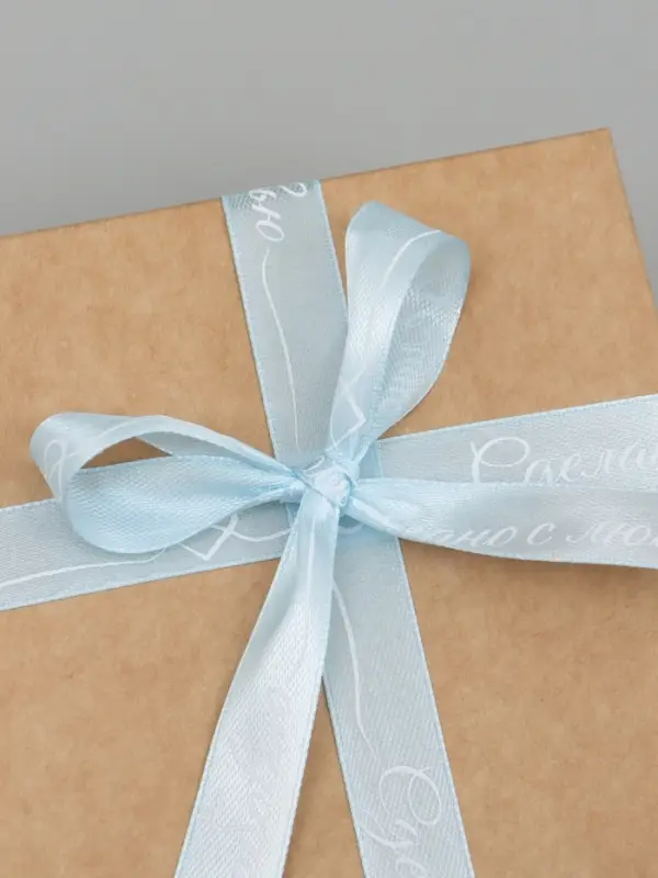 Лента атласная &laquo;Сделано с любовью&raquo;, 1.5&times;22.5 (&plusmn; 1) м, голубая