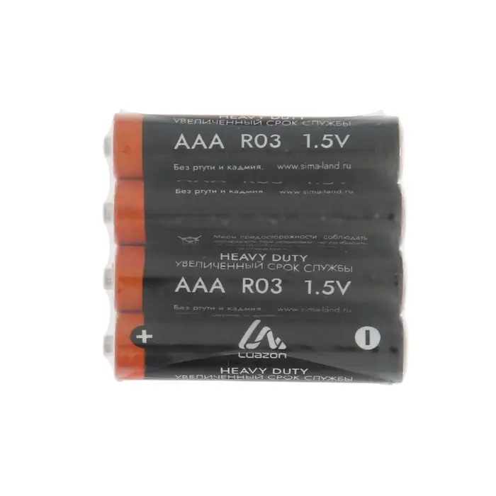 Батарейка солевая Luazon Heavy Duty, AAA, R03, спайка, 4 штуки Батарейка солевая Luazon Heavy Duty, AAA, R03, спайка, 4 штуки