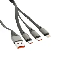 Кабель Type-C-Type-C, 2 А, Type-C-microUSB, lighting, с подставкой, 3 А, 1 м, чёрный
