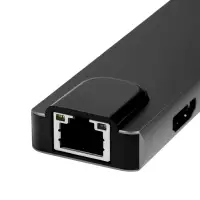 Type-C-разветвитель (HUB), HDMI/USB3.0/USB3.0/RJ45/PD, 60 ВТ, 3 А, кабель 13.5 см, серый