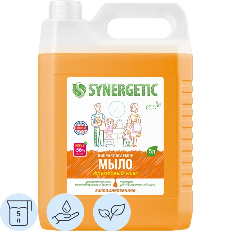 Мыло жидкое Synergetic Фруктовый микс 5л