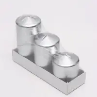 Свеча столбик 6&times;7.5, 10, 12.5 см, набор 3 шт., серебро