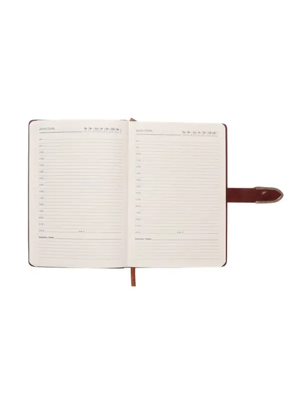 Ежедневник недатированный формат А5, с хлястиком, 112л, линия, пвх, Коричневый