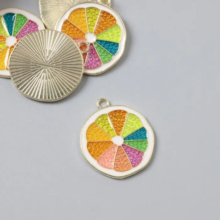 Декор для творчества металл, эмаль  Декор для творчества металл, эмаль "Грейпфрут" 2х2,2 см