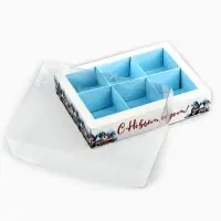 Коробка под 6 конфет новогодняя с ячейками &laquo;Снежный городок&raquo;, 10&times;14.5&times;3 см