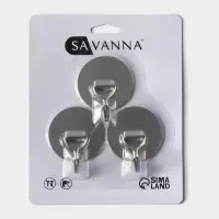 Крючки самоклеящиеся SAVANNA &laquo;Круг&raquo;, 3 шт., металл, 4.5&times;4.5&times;2 см, хромированные