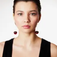 Серьги &laquo;Черешня&raquo;, бордовые в золоте
