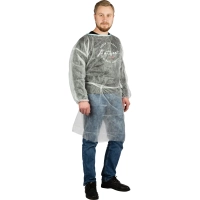 Халат одноразовый (накидка) на завязках белый 110 см рукав-резинка