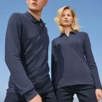 Рубашка поло мужская с длинным рукавом Perfect LSL Men черный меланж, размер 3XL