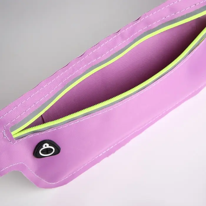 Сумка для бега на пояс, со светоотражающими элементами, с отверстием для наушников, 24&times;0.3&times;10 см, сиреневая