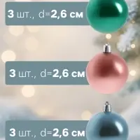 Ёлочные шары &laquo;Шарм&raquo;, d=2.6 см, набор 25 шт., МИКС