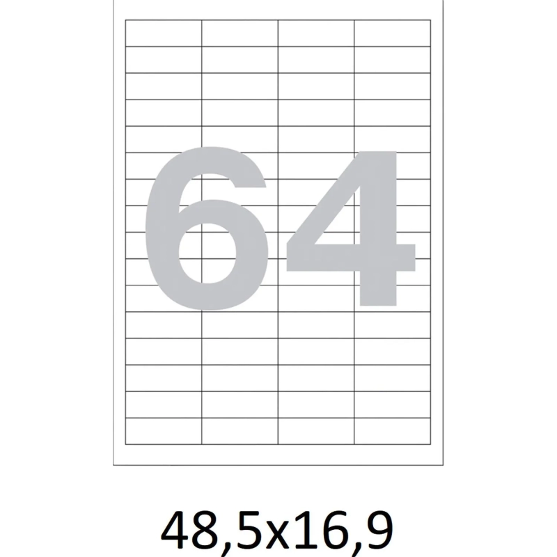 Этикетки самоклеящиеся  48,5х16,9 мм, 64 шт. на лист.А4 100л