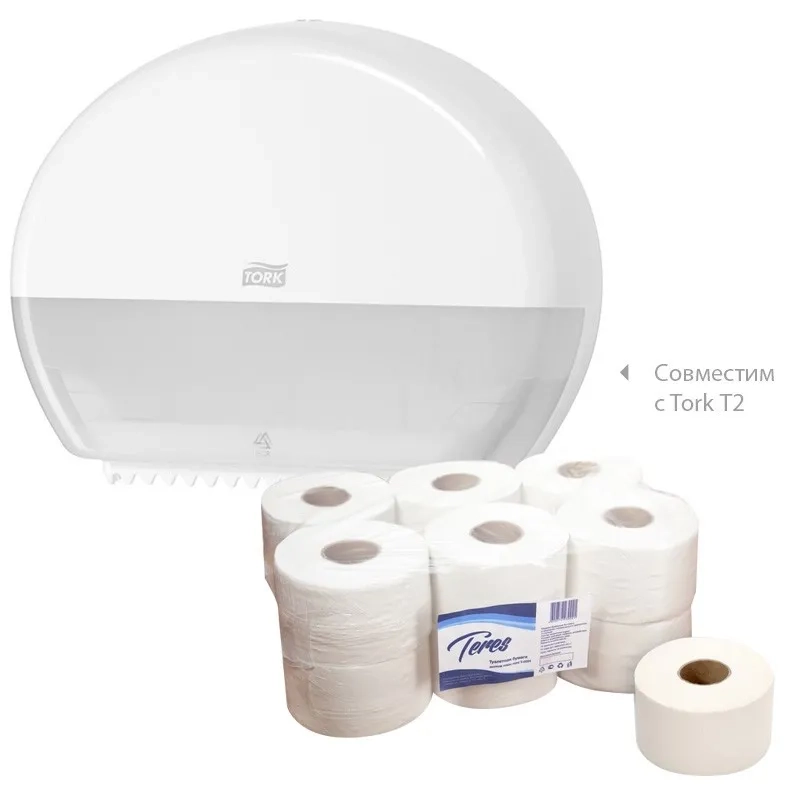 Бумага туалетная д/дисп Терес Эконом мини 1сл бел втор 200м 12рул/уп_T-0024