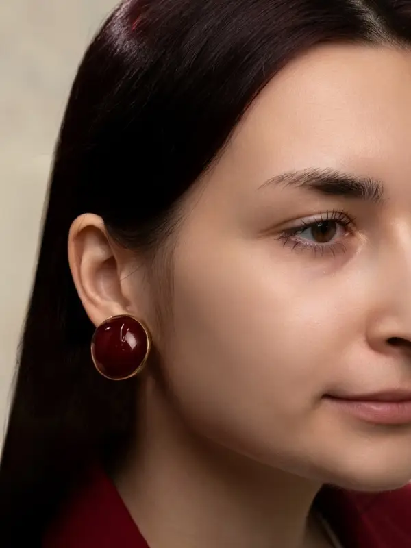 Серьги акрил &laquo;Стиль&raquo;, круг, бордовые в золоте