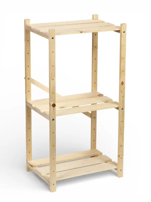 Стеллаж деревянный 3 полок 79 х 40 х 28 см, с регулируемыми полками