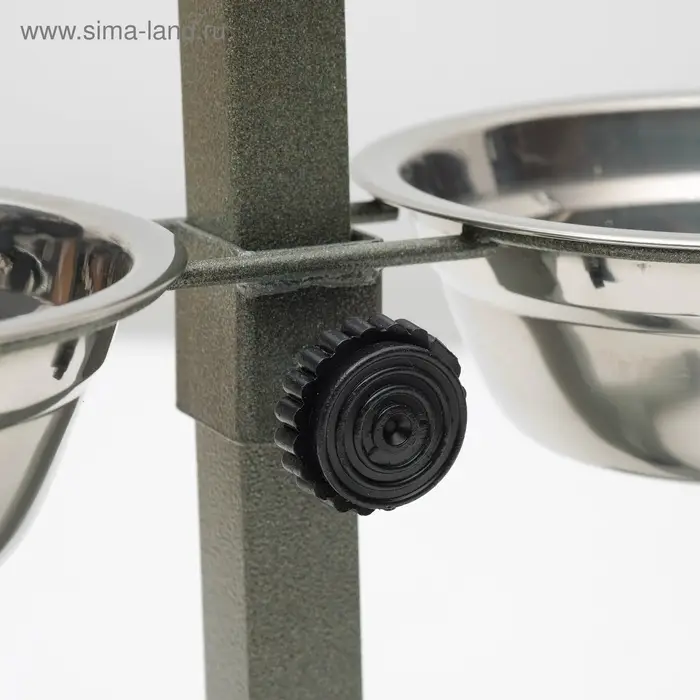 Подставка с мисками, 2&times;350 мл, высота 30 см, разборная, зелёная